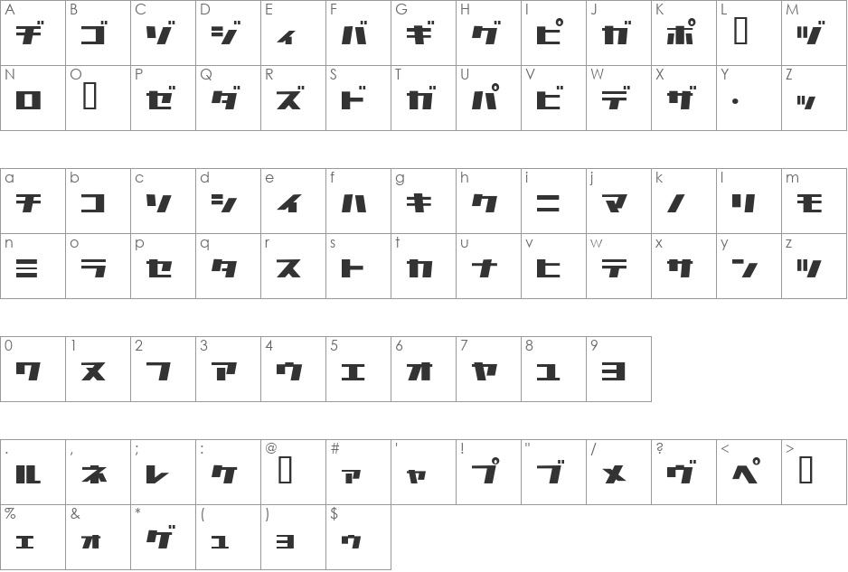 CommercialBreak font character map preview