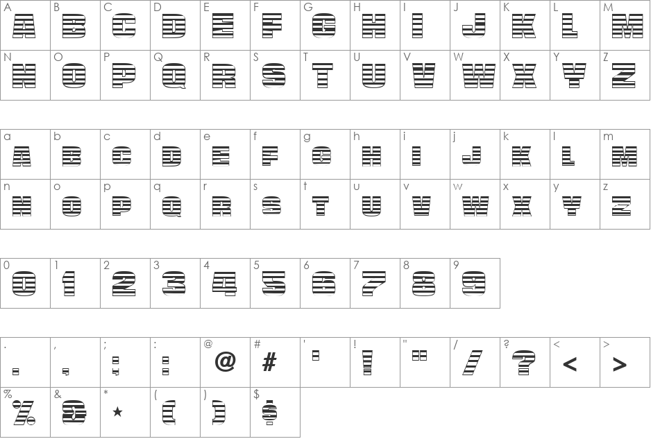 Alcatraz font character map preview