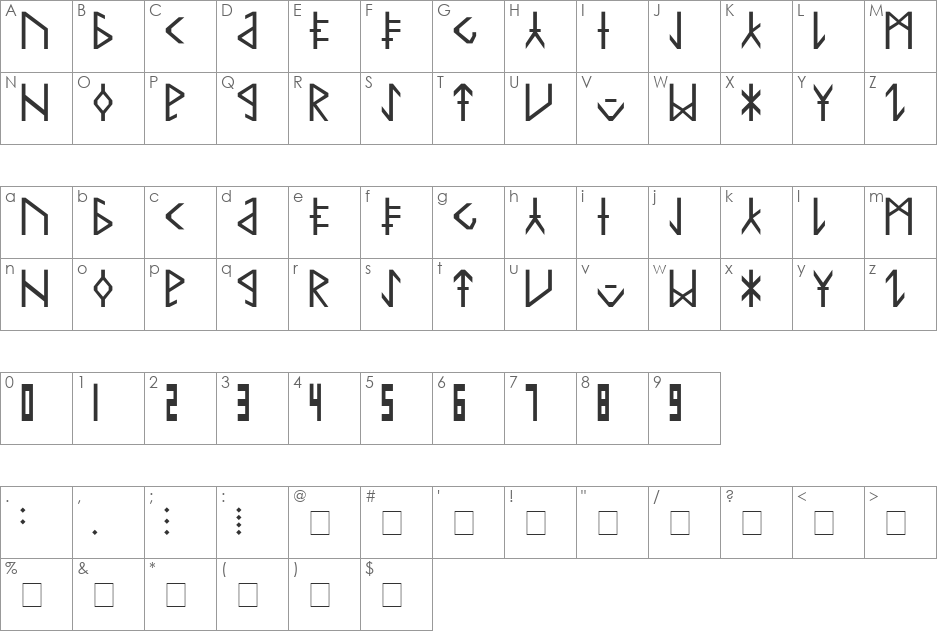 Common Tongue font character map preview