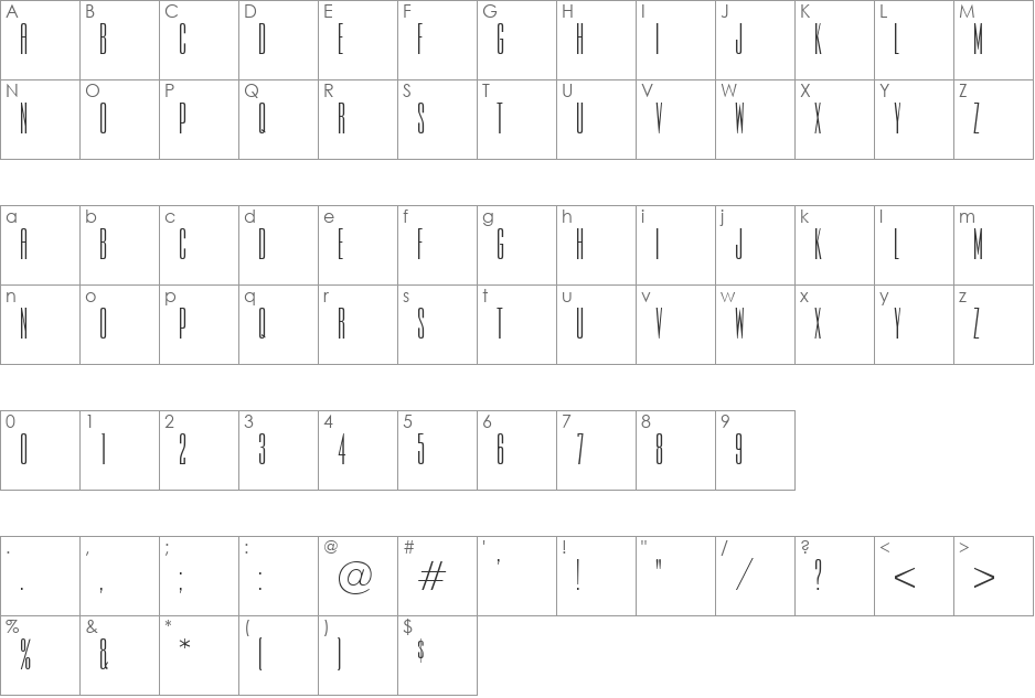 Commonwealth font character map preview