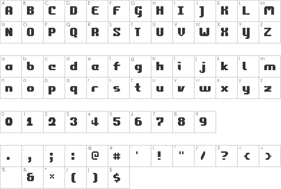 Commonwealth font character map preview