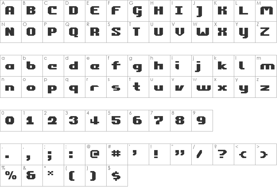 Commonwealth Expanded font character map preview
