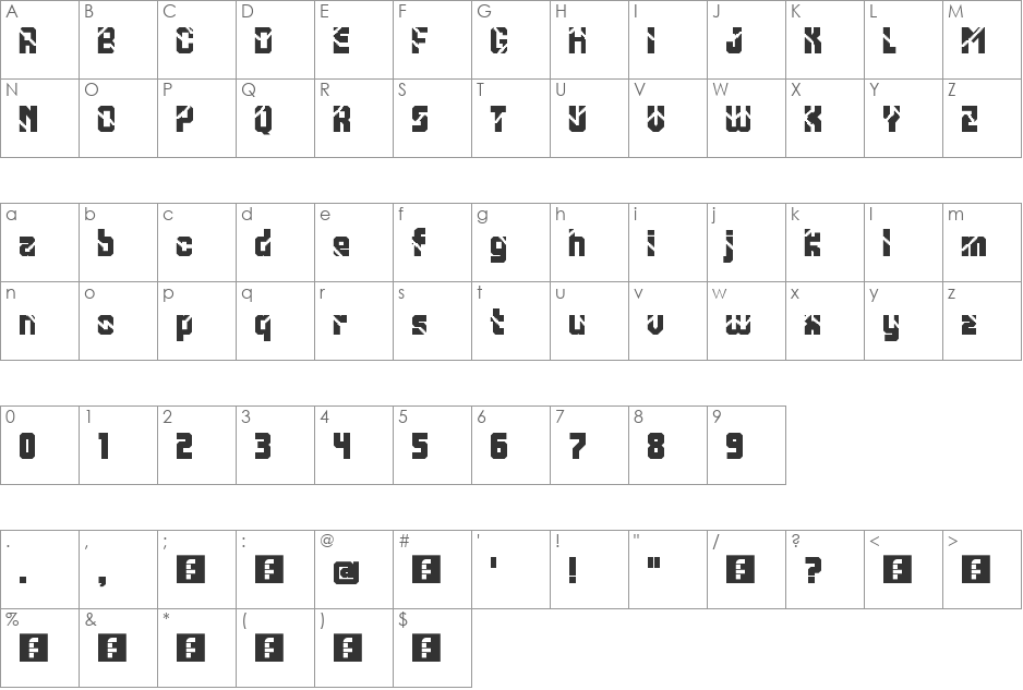 Communication breakdown font character map preview