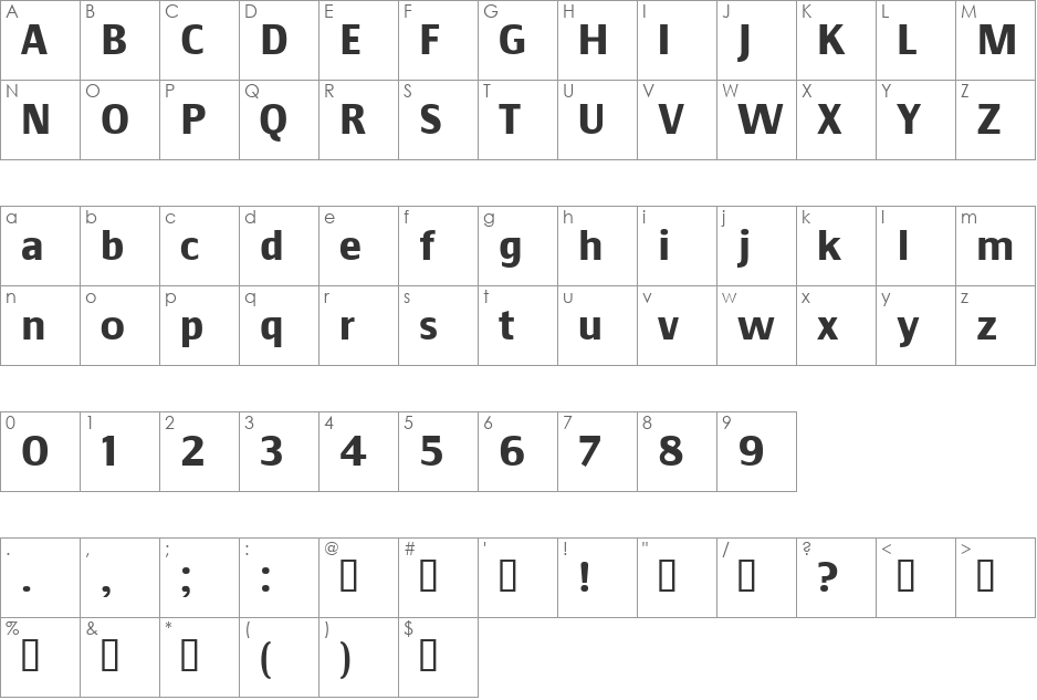 Communist font character map preview