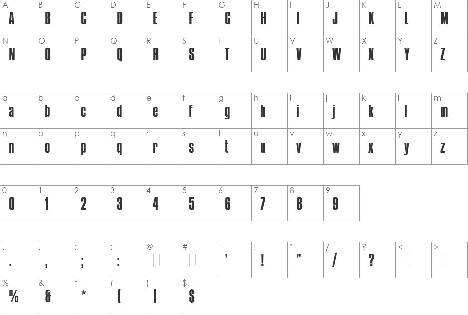 Compacta LET font character map preview