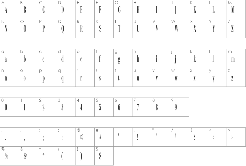Compass font character map preview