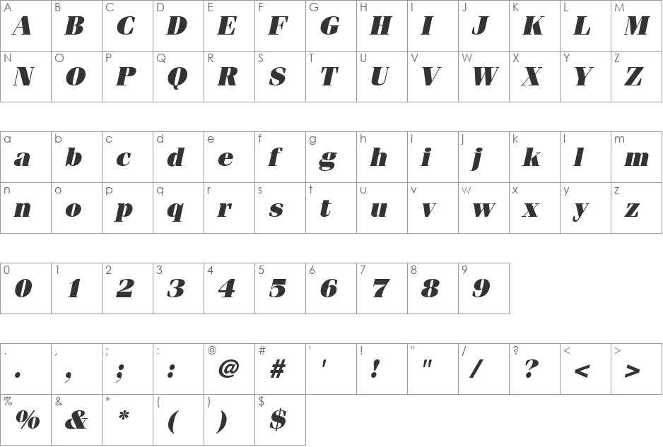 Compendium Black SSi font character map preview