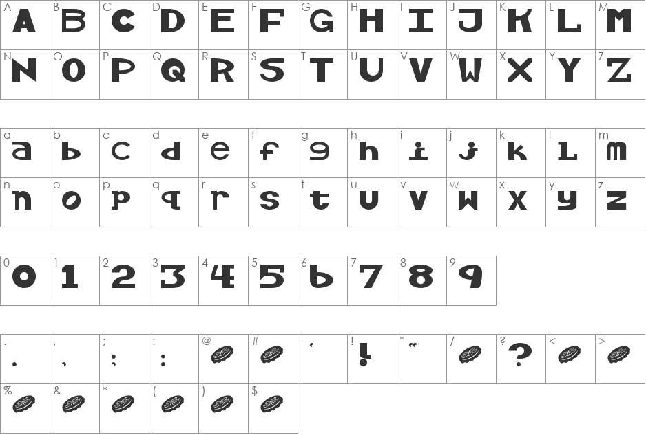 Alcohol Licks font character map preview