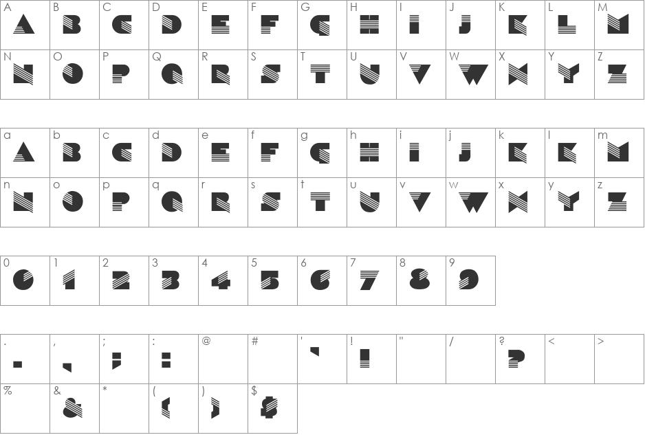 Aldasin font character map preview
