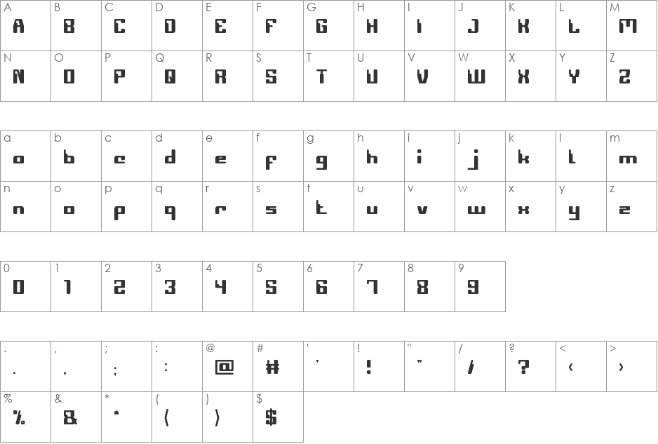 COMPUTER Robot font character map preview