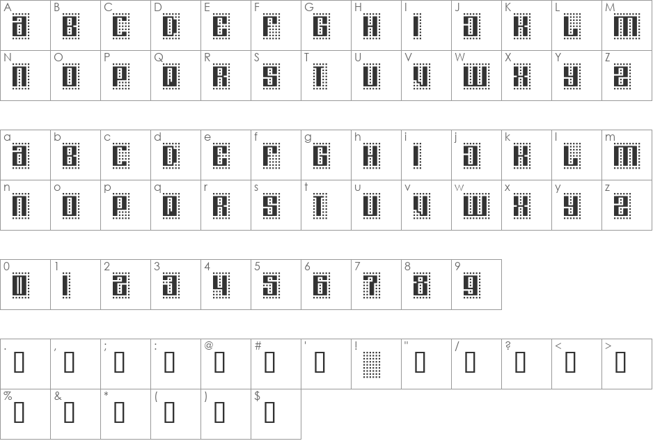 ComputerAmok font character map preview