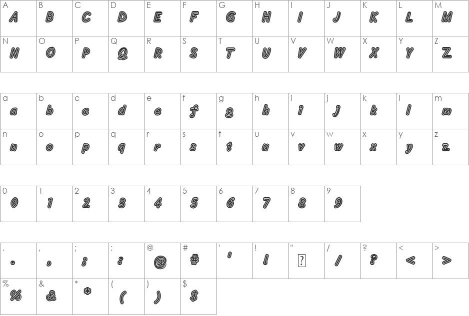 Concealadri font character map preview