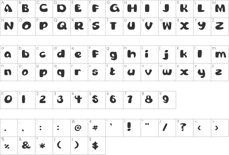 conch font character map preview