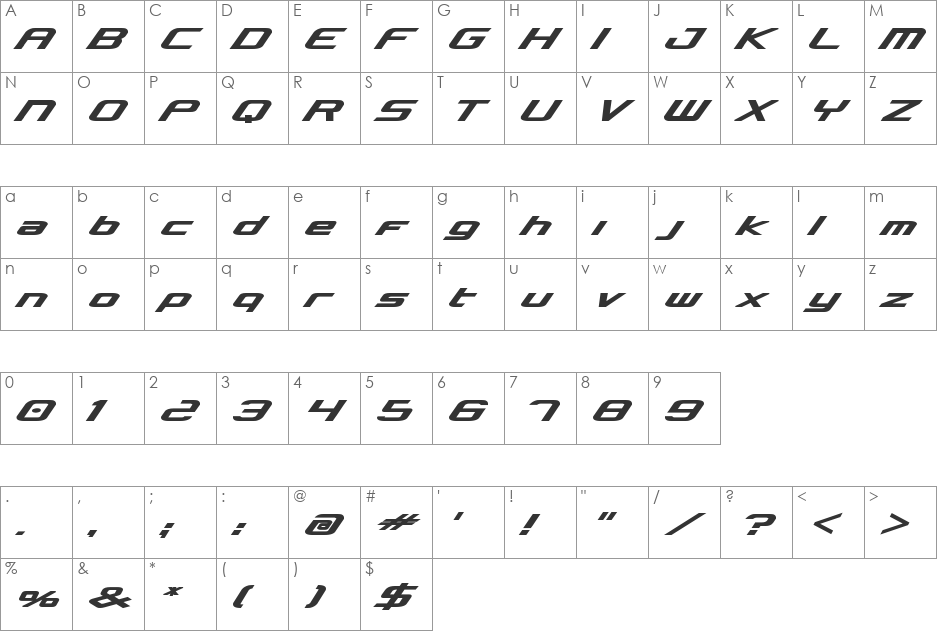 Concielian Bold font character map preview
