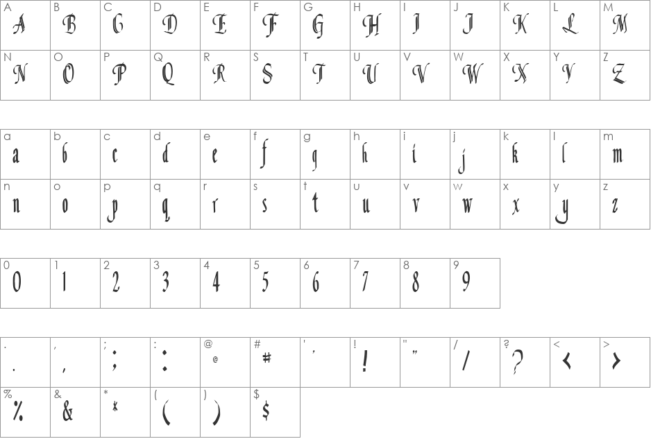 Concordia Text font character map preview