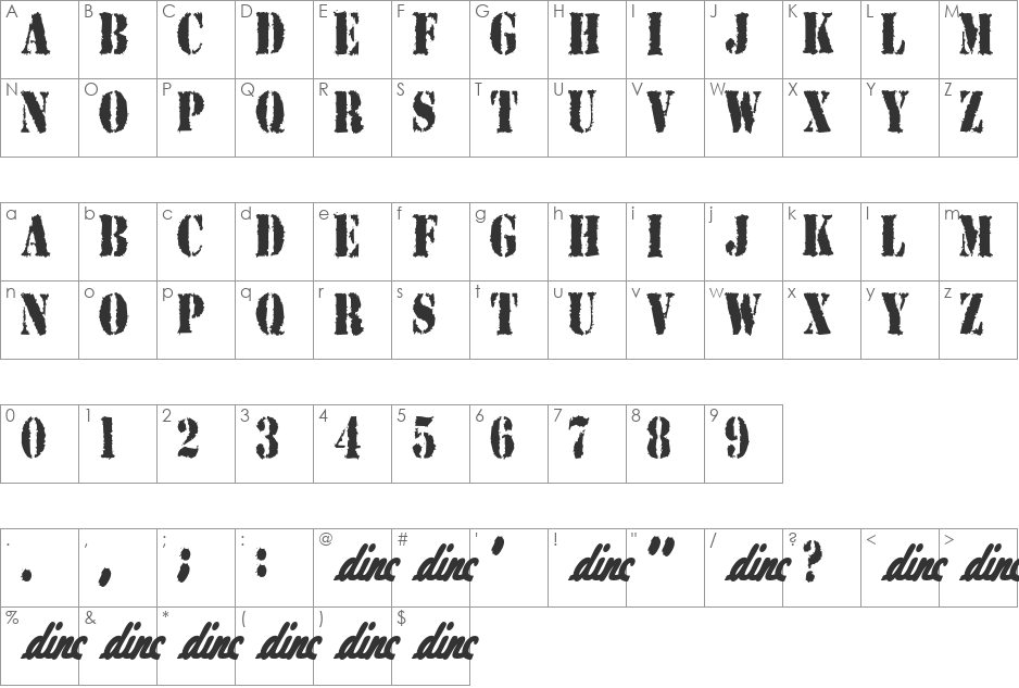 Concrete and Clay font character map preview