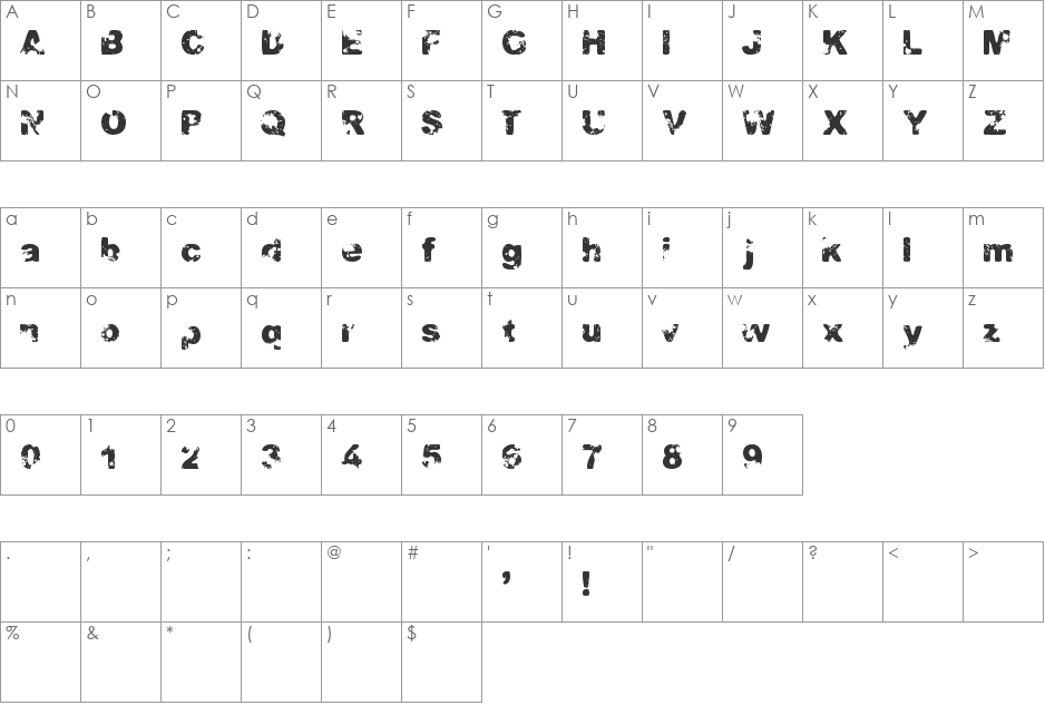 CONDEMNATION  font character map preview