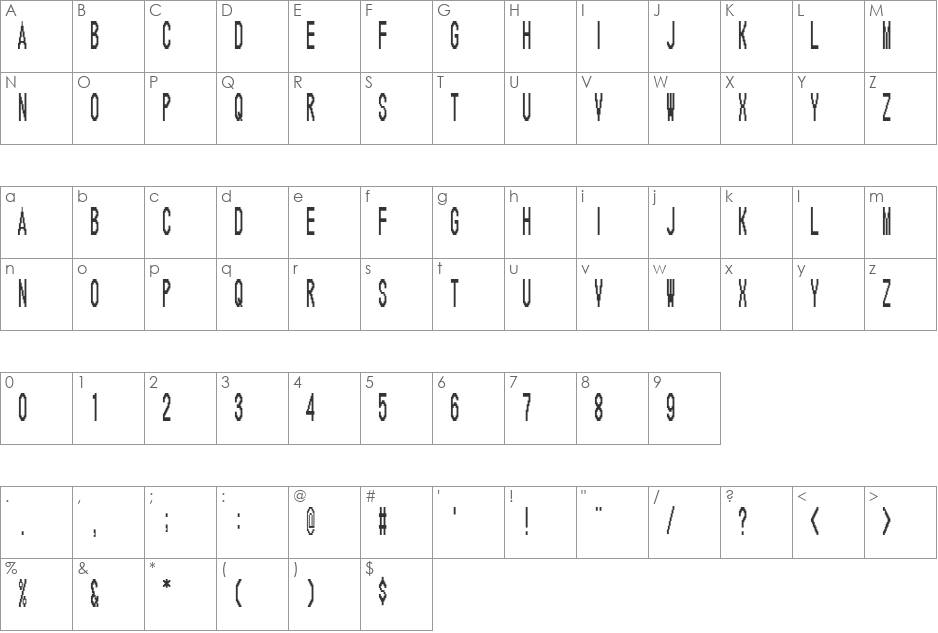CondenBitmap font character map preview
