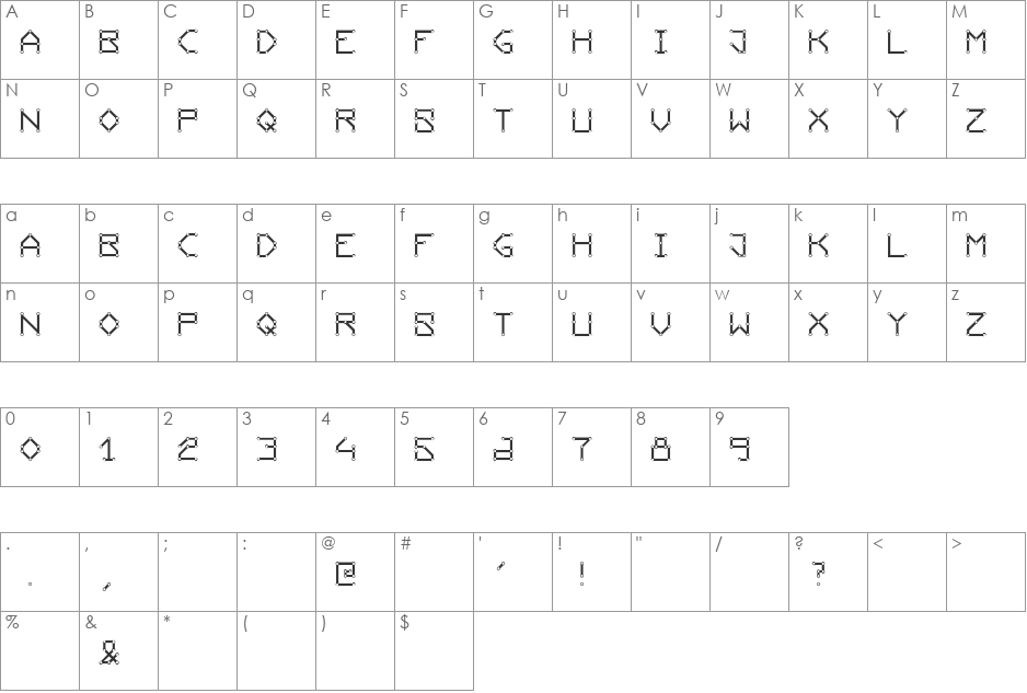 ConductingPaths font character map preview