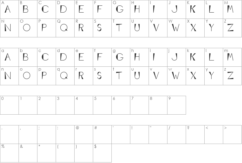 Cone Wedge font character map preview