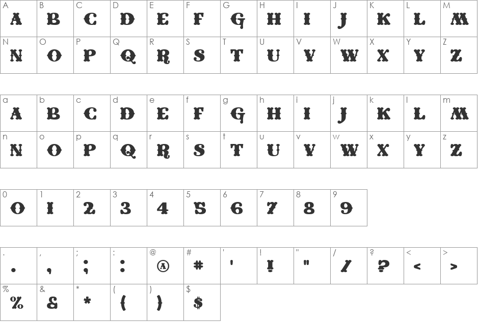 Coney Island font character map preview