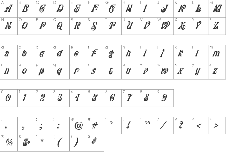 ConfectionerJF font character map preview