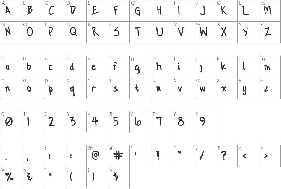 Conformity font character map preview