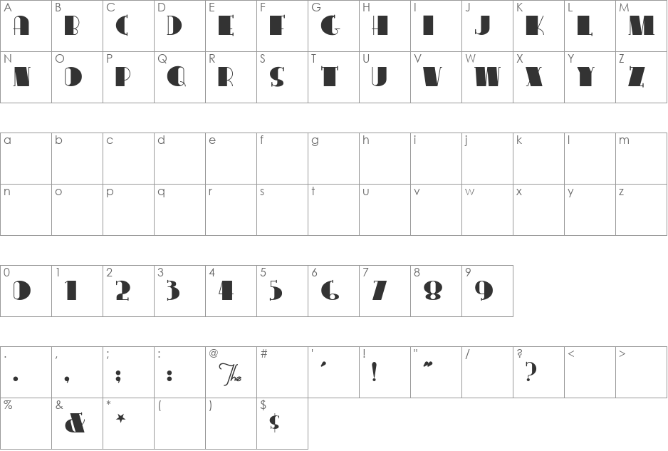 CongaLine font character map preview
