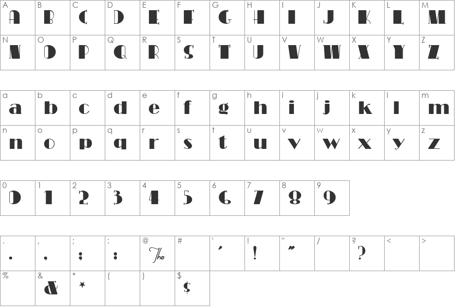 CongaLine Revised font character map preview