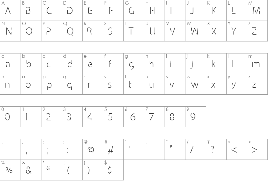 Conhaq font character map preview