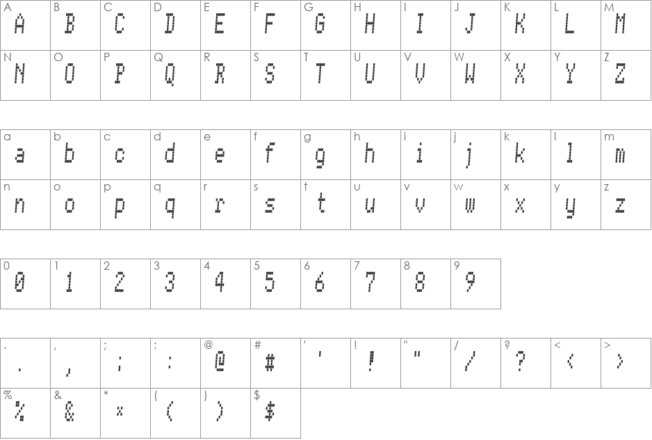 Conman font character map preview