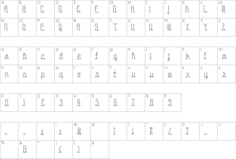 ConnectlineRail font character map preview