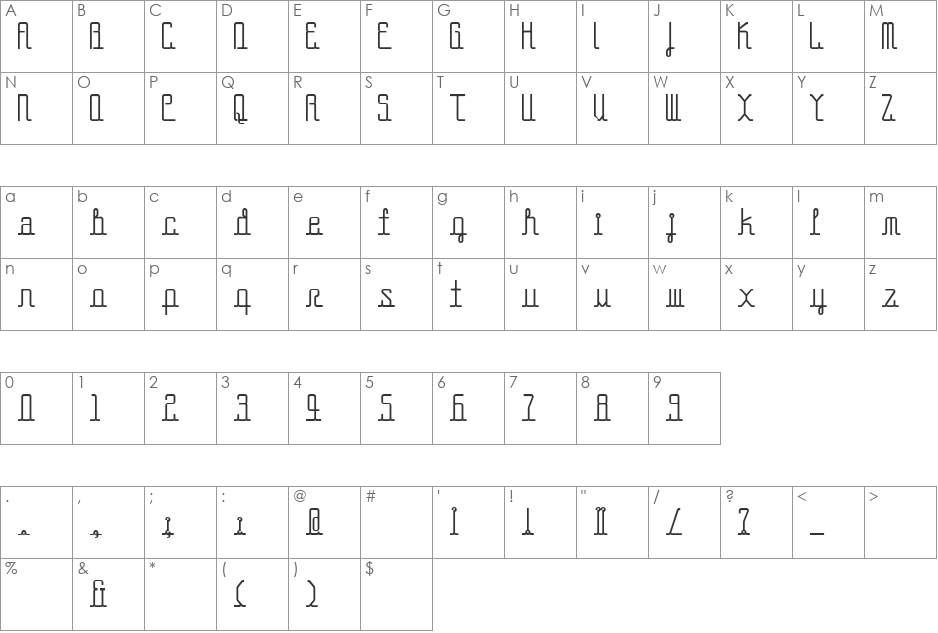 ConnectlineSta font character map preview