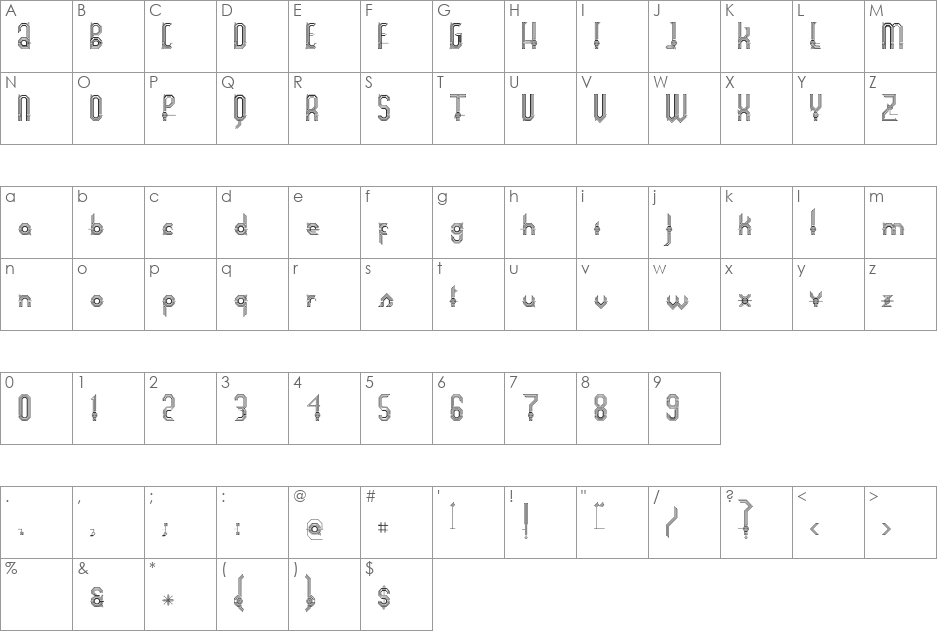Connexion font character map preview