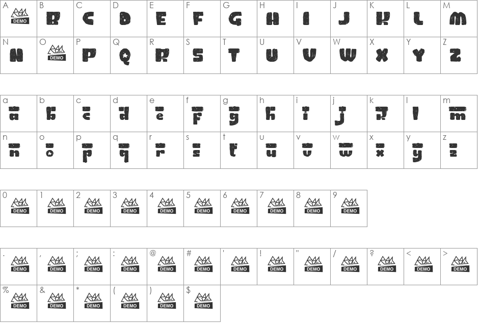 ConnyRocket font character map preview