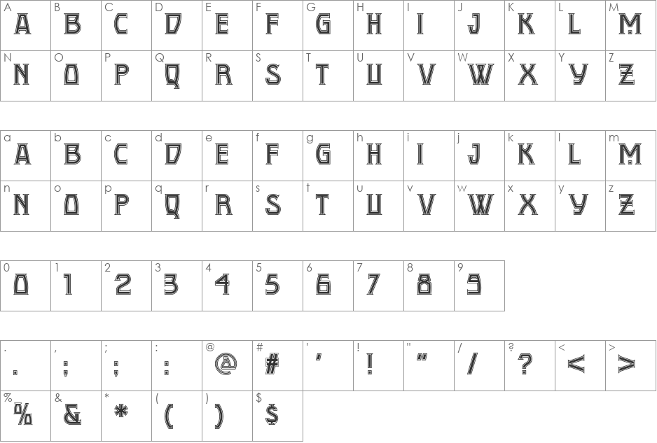 Conquistadorman NF font character map preview