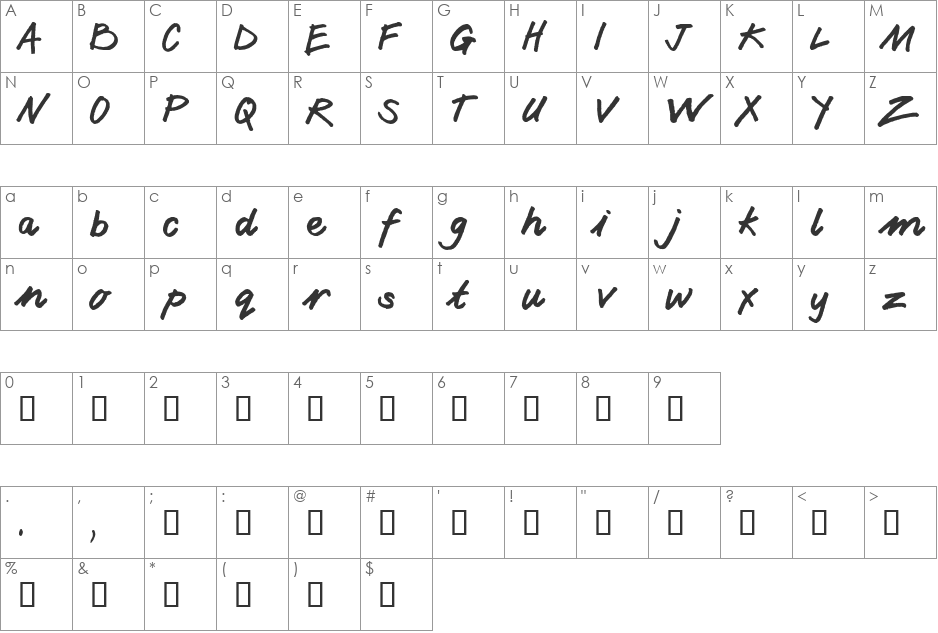 ConranScript font character map preview