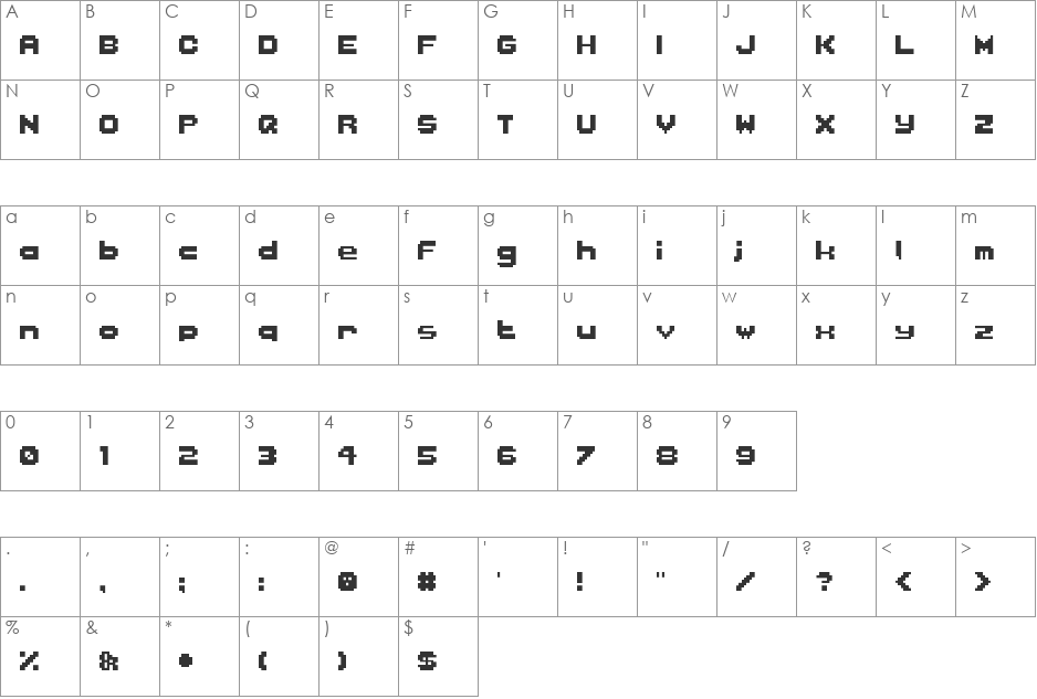 ConsiderMeVexed font character map preview