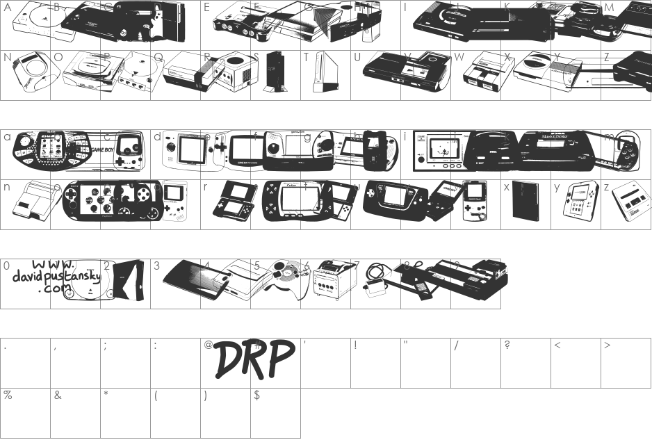 Console Wars Console Yourself font character map preview