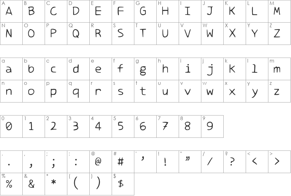 ConsoleFu font character map preview