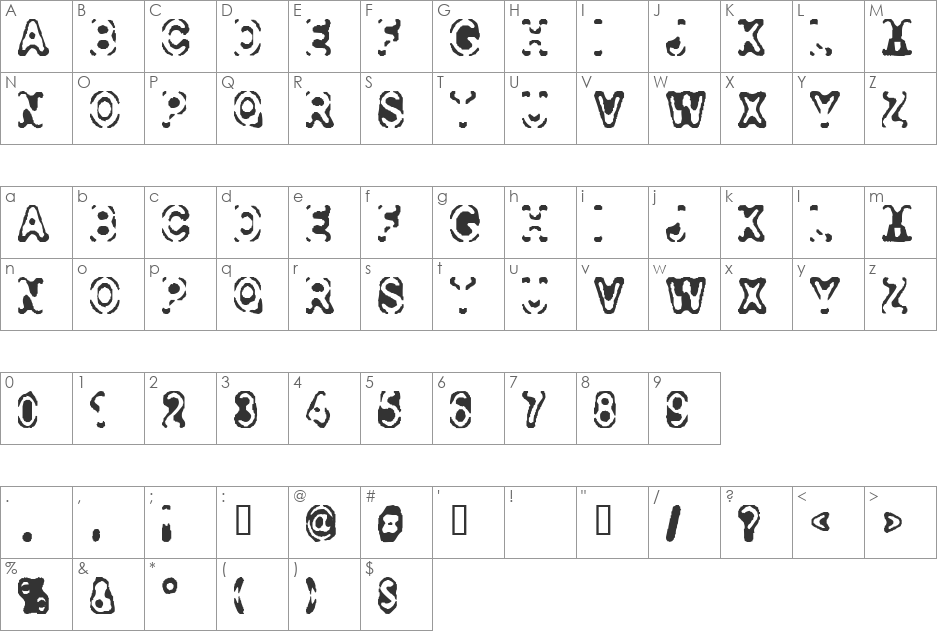 Consolidated font character map preview