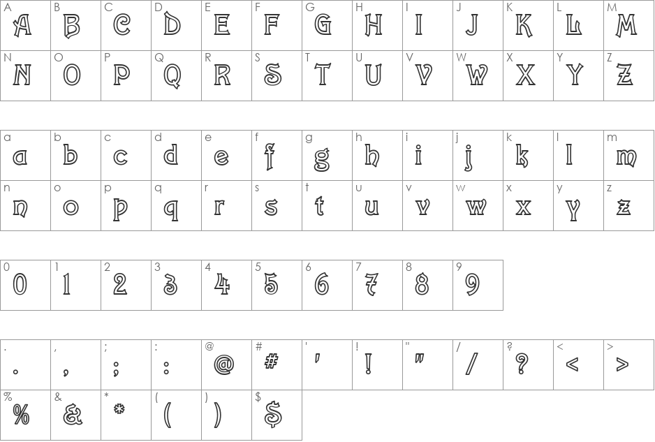 Constacia Modern-Deco font character map preview