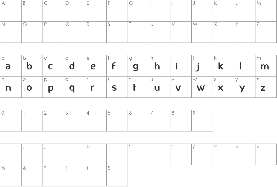 constance font character map preview