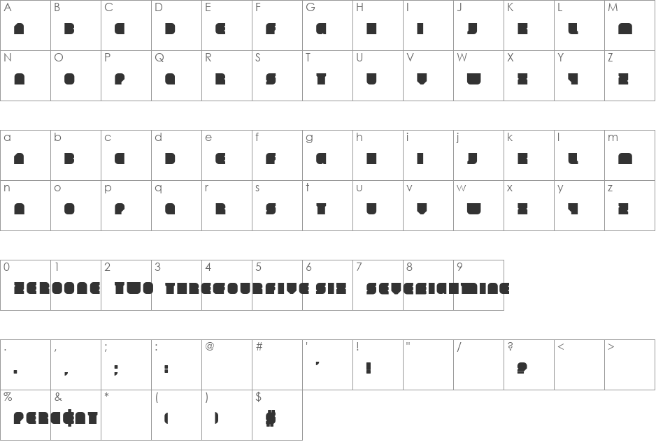 Construct font character map preview