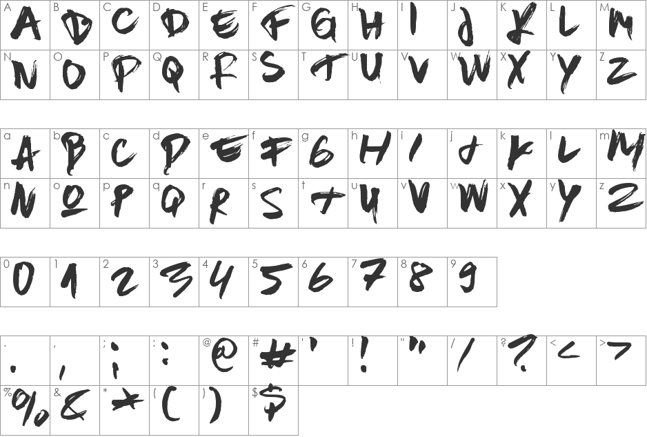 Constructor Tie font character map preview