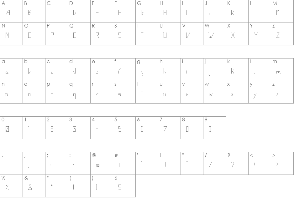 Construthinvism font character map preview