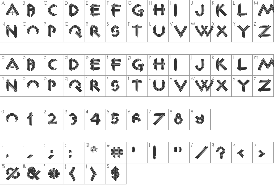 ConstrxiaBlack font character map preview