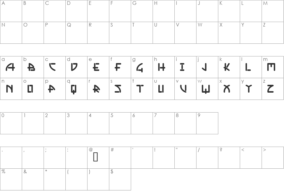 Alecto Demo font character map preview