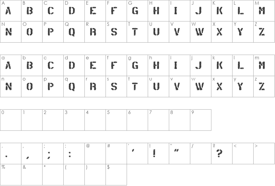 Container font character map preview