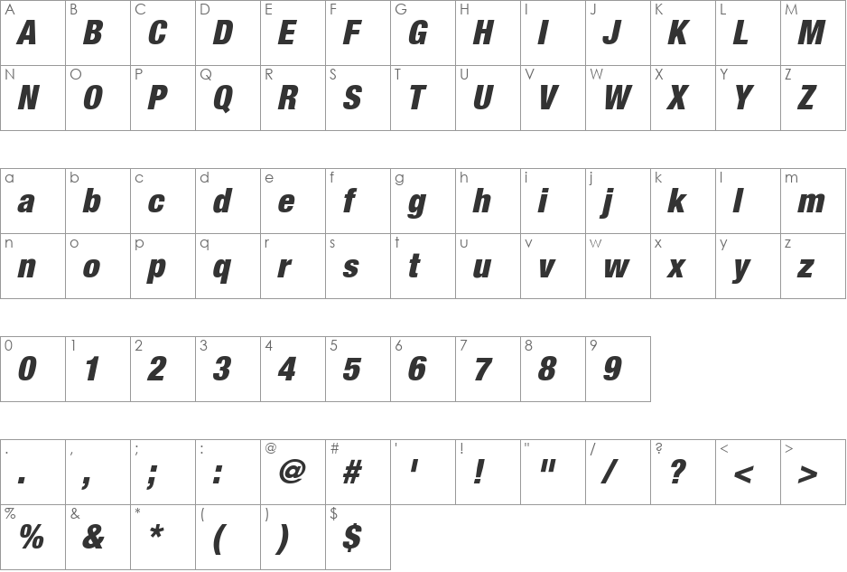 Context Reprise BlackCond SSi font character map preview